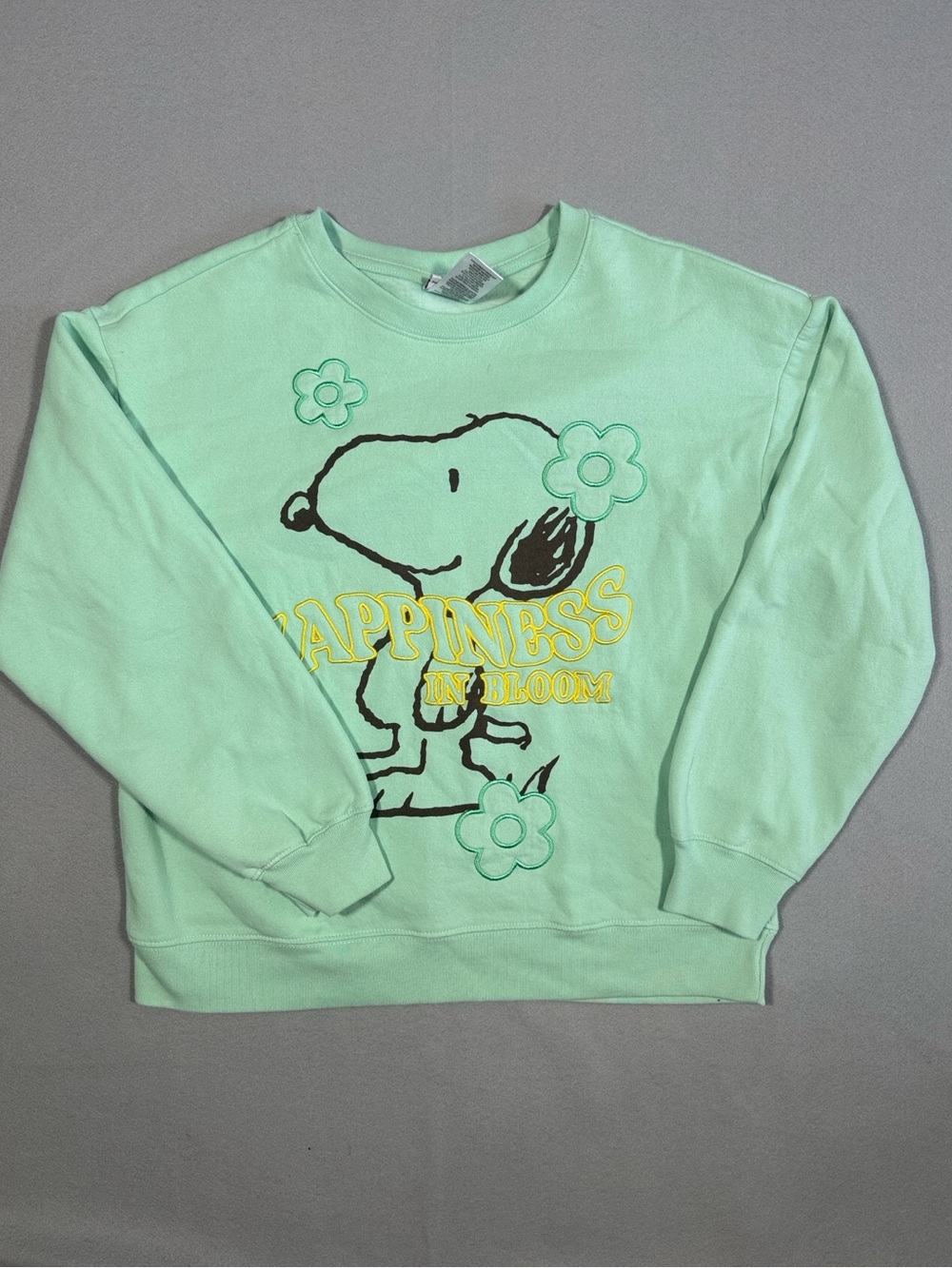 Peanuts Mint Green Snoopy 'Happiness In Bloom' Crewneck